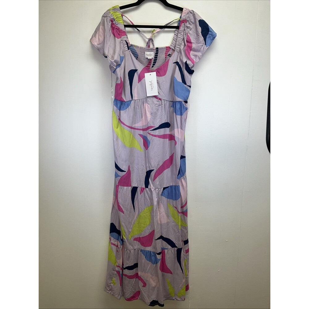 Isabel by Ingrid Isabel Maternity Maxi Dress L Abstract Print Smocked Tiered